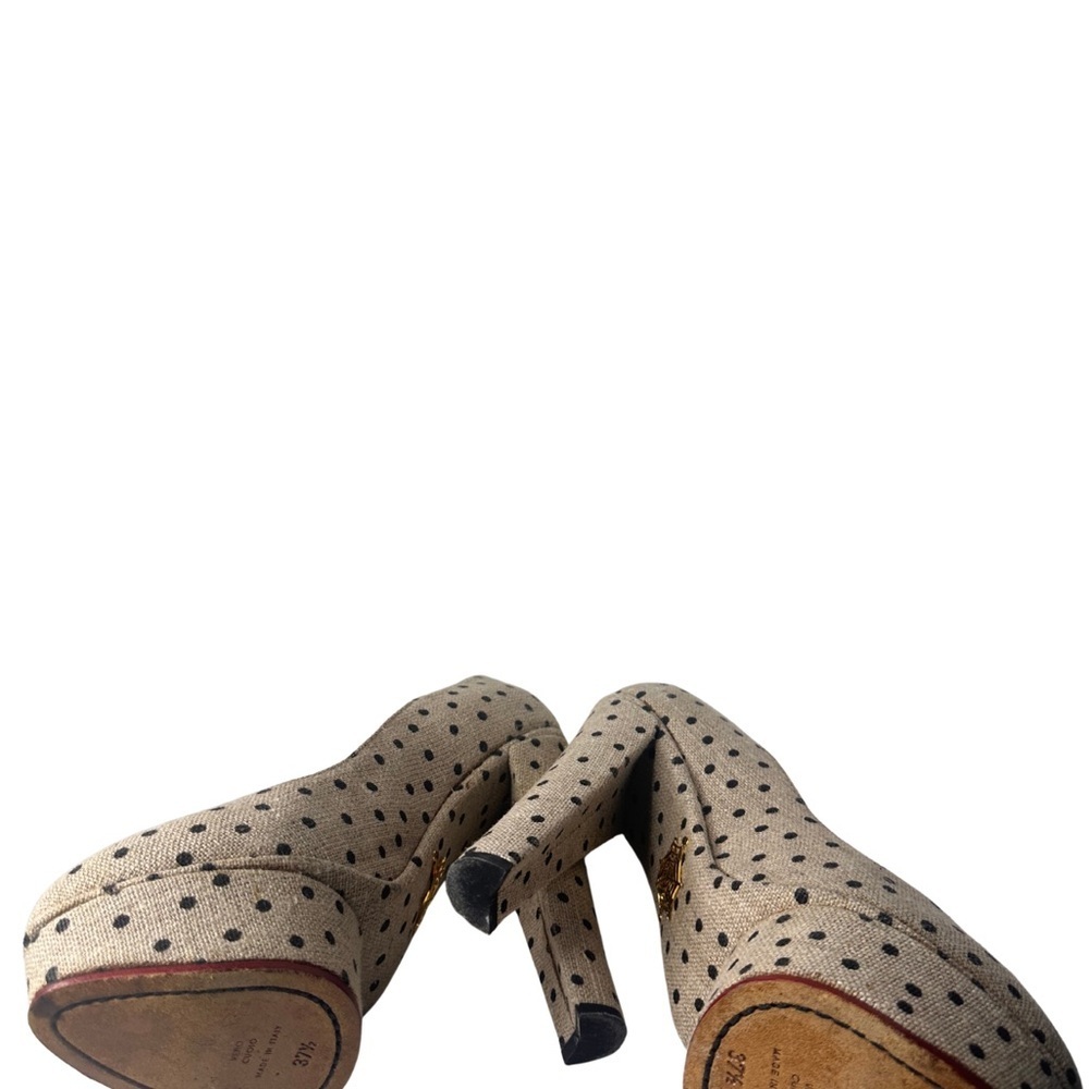Charlotte Olympia Beige and Black Polka Dot Heels - Picture 6 of 7